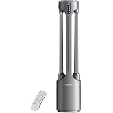 AIRMATE Air Purifier Bladeless Tower Fans, 1500CFM Large Air Volume, 45" 2-in-1 Standing Fan for Bedroom &amp; Home, 28ft/s Velocity, 90&deg; Oscillation, 15H Timer, Low Noise, Silver