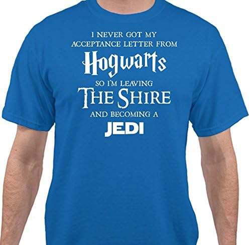 Hogwarts Harry Potter Star Wars Jedi Inspired Funny Slogan Men's T-Shirt - Blue - XLarge