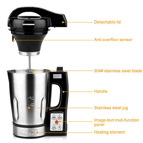 image for Hometech HS-03G 800W Jug Stainless Steel Electric Soup Maker Machine S