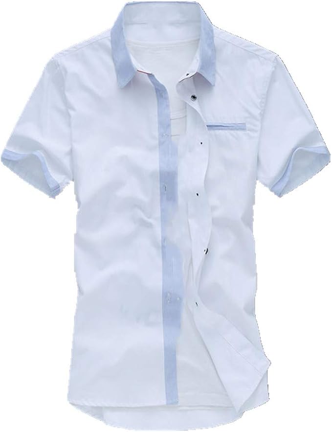 U/A Mens Shirts Casual Mens Dress Shirts Shirt Men Summer Short Sleeve Mens Dress Shirt White 