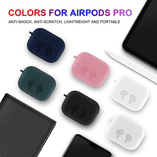 Étui AirPods Pro, Housse Antichoc avec Mousqueton, AMIGIK Coque de Protection en Silicone Épais 2.5MM pour Boîtier de Charge Apple AirPods Pro - LED Visible, Anti-Rayures(Translucide)