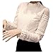 Smile Fish Women Hollow Out Back Zipper Lace Long Sleeve Elagent Blouse(S) White