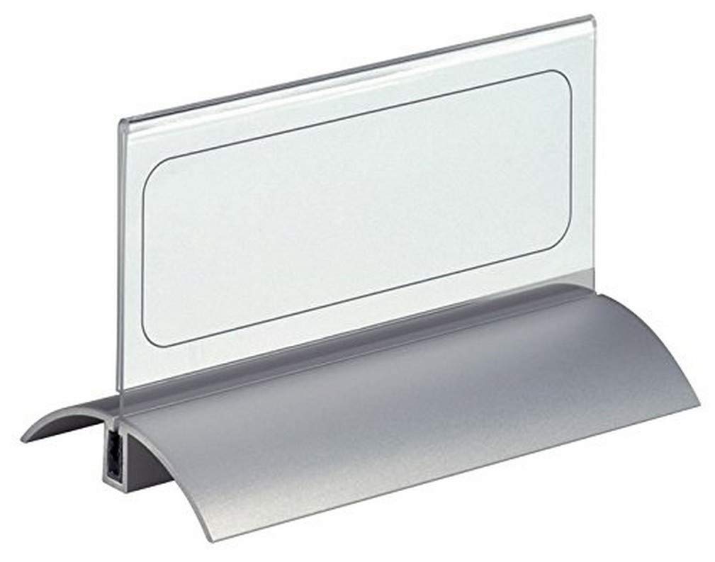 Durable 820119 Table Name Plate Desk Presenter de Luxe (61 x 150 mm) Pack of 2, Silver