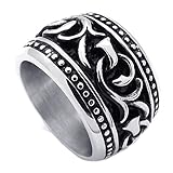 KONOV Jewelry Heavy Wide Vintage Stainless Steel Mens Ring, Size 10