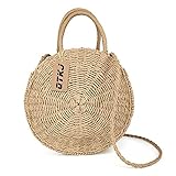 Women Straw Summer Beach Bag Handwoven Round Rattan Bag Cross Body Bag Shoulder Messenger Satchel