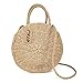 Women Straw Summer Beach Bag Handwoven Round Rattan Bag Cross Body Bag Shoulder Messenger Satchel (khaki)