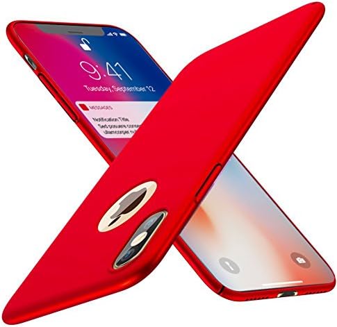 QueenAcc iPhone X Case Hard Protect Phone Case Back Cover Bumper,Ultra-Thin Perfect Fit, Slim Minimal Anti-Scratch Protective Lightweight case for iPhone X(red).