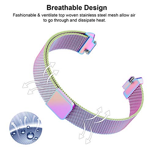 SWEES Metal Band Compatible Fitbit Inspire & Fitbit Inspire HR, Stainless Steel Magnetic Replacement Band Accessories Small Large for Women Men, Silver, Black, Lilac, Sangria, Champagne, Colorful - Thumbnail 4