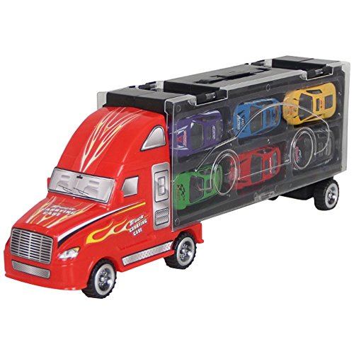 SINACO spielzeugautos Aufbewahrungs LKW mit 12 Metall Autos Handheld Geschenkset für Kinder ab 3 Jahren – Bild 5