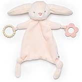 Loveys for Babies, Lovey Including Silicone Teether, Soft Bunny Stuffed Animals Security Blanket, Baby Snuggle Toy, for Newborn Boys and Girls