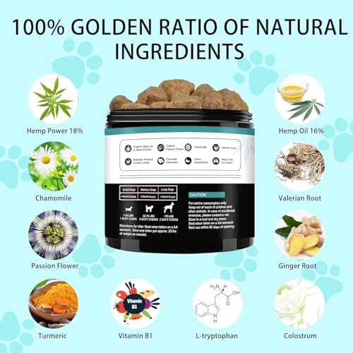 GKD DOG CALMING CHEWS PET SUPPLIES, ANXIETY RELIEF SUPPLEMENTS FOR DOGS, DOG HEMP CARE CALMING DOG TREATS BITES, ANTI STRESS ANXIETY COMFORT TREATMEN FOR DOG
