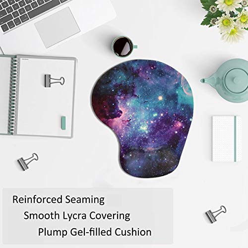 Dooke Ergonomic Mouse Pad with Wrist Support, Cute Mouse Pads with Non-Slip Rubber Base for Home Office Working Studying Easy Typing & Pain Relief Galaxy