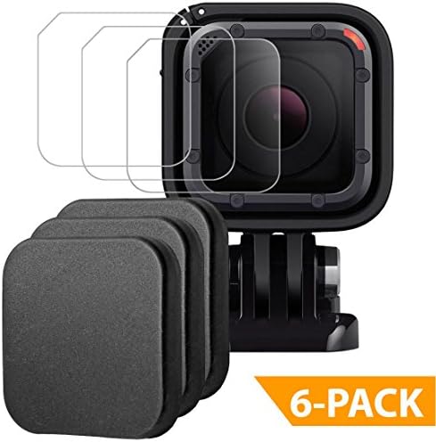 GoPro Hero 4 / 5 Session Lens Protector Set [6 Pack] - Tempered Glass (3) + Clip-on Caps (3)
