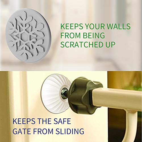 LATME Baby Gate Wall Protector Make Pressure Mounted Safety Indoor Gates More Stable-Wall Damage-Free Fit for Bottom of Gates Doorway Stairs Baseboard Work with Dog Pet Child Gates (White, Round)