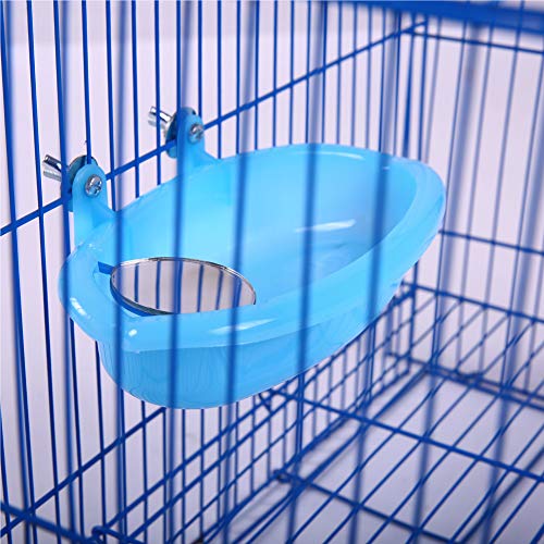 QBLEEV Bird Baths Tub with MirrorFor Cage, Parrot Birdbath Shower