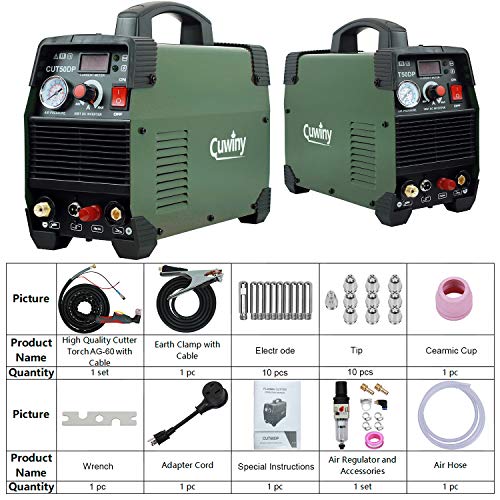 Pilot Arc Plasma Cutter, Cuwiny 50 Amp Dual Voltage 110/220v NonTouch