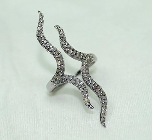 2.30ct Pave diamond sterling silver Long finger Open designer Ring