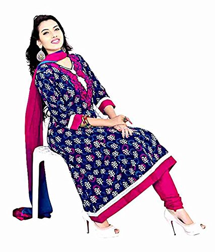 pink and blue combination dress