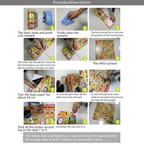Woaills A Roll 7.87" x 196.65" Self Adhesive PVC Tile Vinyl Art Wall Sticker for Kitchen Bathroom (C)
