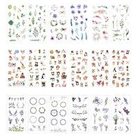 Kawaii Pet Cat Owl Rabbit Dog Floral Green Leaves Stationery Sticker Set Decorative Label for Scrapbooking Diary Planner Diary Album Gift Box