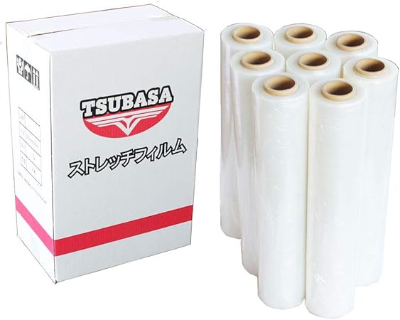 Amazon ストレッチフィルム ９m ５００ｍｍ ４５０ｍ８本入り 梱包用 手巻き ８本入り ラップフィルム ストレッチフィルム 文房具 オフィス用品