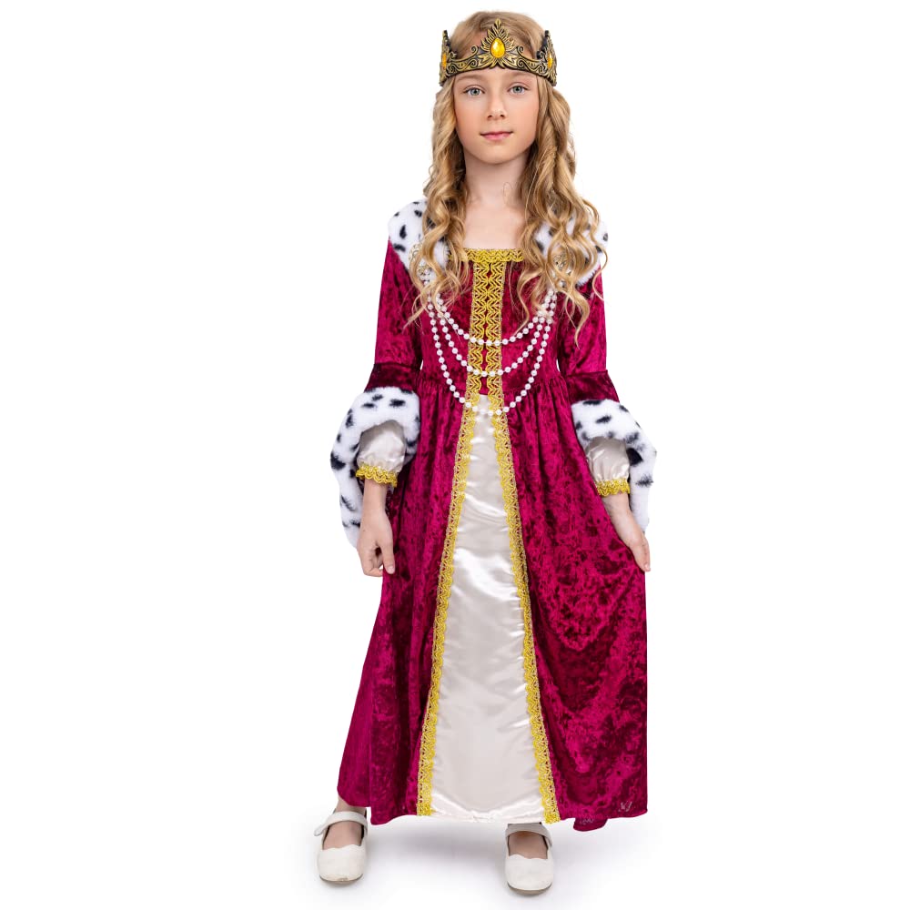 Dress Up America Queen Costume For Girls - Kids Renaissance Princess Costume - Royal Gown And Crown Set - Role Play Dress Up For Children