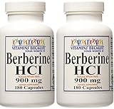 Pure and High Potency Berberine; 900mg Per Serving; 180 Capsules (2 Bottles)