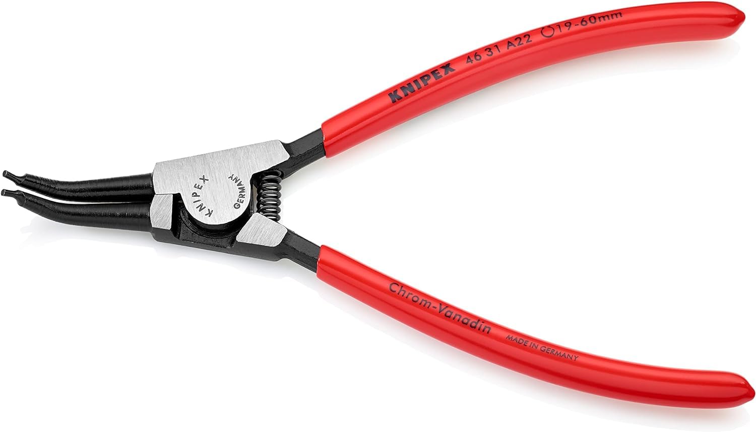 KNIPEX Circlip Pliers for External Circlips on Shafts 45° Angled with Plastic Coating 185 mm, 46 31 A22