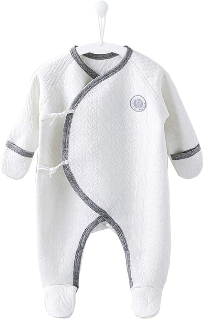 COBROO 100 Cotton Newborn Footie Pajamas with Mittens Side