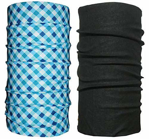 stargust cotton mix blue check & black printed bandana