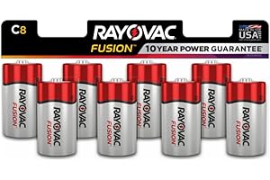 Rayovac Fusion C Batteries (8 Pack), Alkaline C Cell Batteries, Great for High Drain Devices