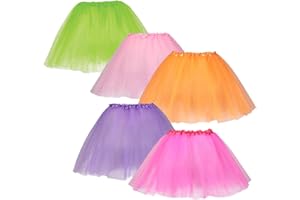 Dress Up America Tutu Multipack for Girls - Five Color Pack of Princess Tutu Skirts for Kids - Three-Layered Tulle Ballet Skirts Multicolored