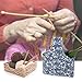 Teamoy Knitting Tote Bag (L12.2 x W7.5), Travel Project Wrist Bag for Needles (up to 11 Inches), Yarn and Crochet Supplies, Perfect Size for Crafting On The Go (Small, Blue Flowers)
