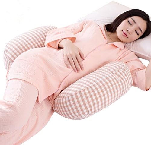 FANTASIEN Multi-Function Half Body U-Shaped Pregnancy Body Pillow with Washable Cover (pink lattice)