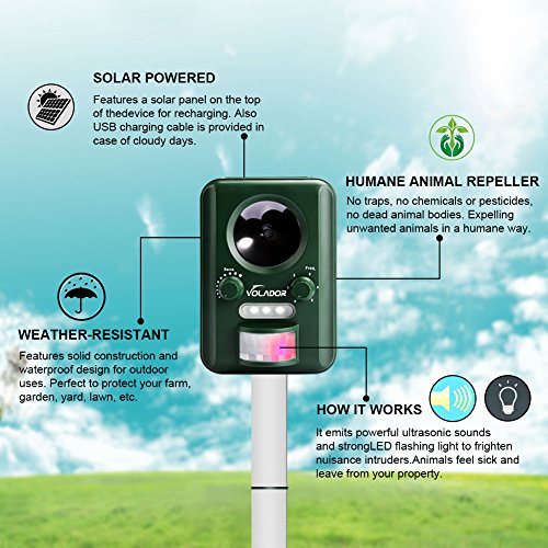 VOLADOR Motion Activated Wild Animal Deterrent Scare Away Dog, Cat