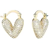 MIKAMU 14K Gold Love Heart Hoop Earrings for Women CZ cubic zirconia Dainty Gold Plated Heart Earring for Women