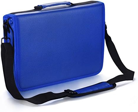 160 Slots Colored Pencil Case, Leather Pencil Bag, Adjustable Strap Pencil Bag with Zipper, Blue