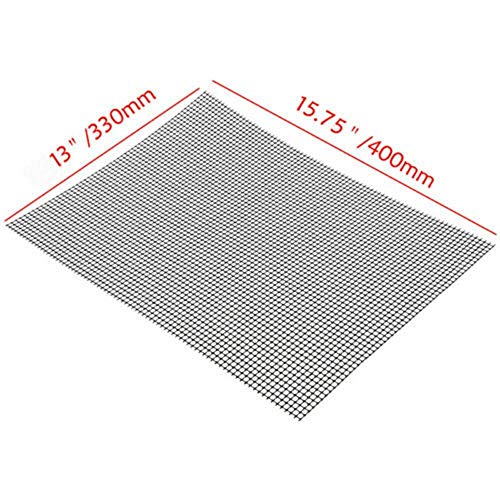 BBQ Grill Mesh Mat-Set of 5 Non-Stick Reusable Heavy Duty 13x15.75 Inch Heat Resistant Pad-Easy to Clean PTFE coated fiberglass Silicone Free FDA Approved-Suitable for Ovens and Outdoor Grills(Black)