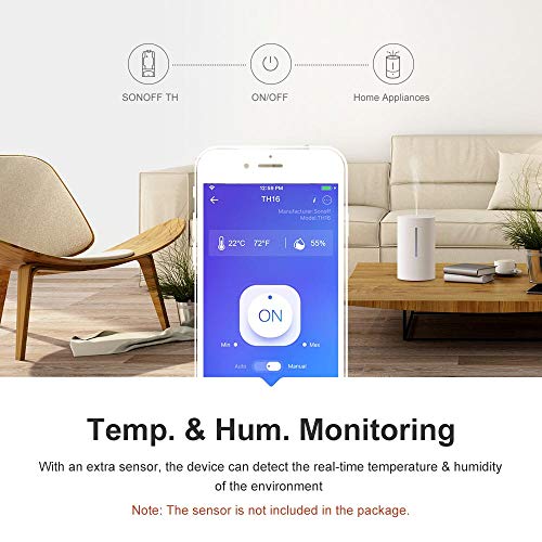 Sonoff TH16 Temperature and Humidity Monitoring WiFi Smart Switch for DIY Smart Home,Compatible with Alexa(16A) - Thumbnail 3