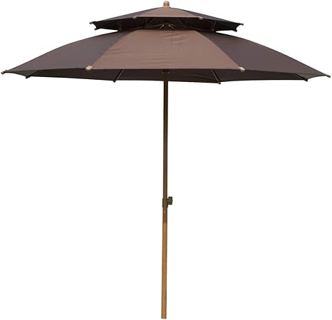 Amazon Com 7 2 Ft Patio Market Umbrella Outdoor Able Umbrella With Ventilation Bonus Weatherproof Cover Sunbrella Brown Garden Outdoor