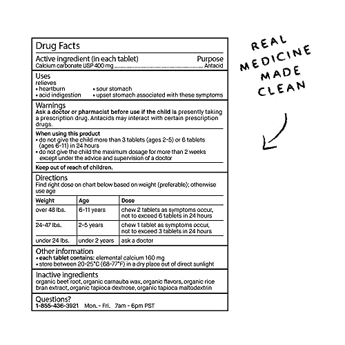 Genexa Kids' Tummy Relief 30 Antacid Chews Calcium Carbonate Acid