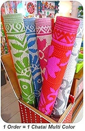 Familykart Plastic Floor Mat/Chatai, Large (Random Colour & Design)