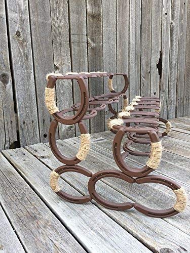 boot rack made out of horseshoes