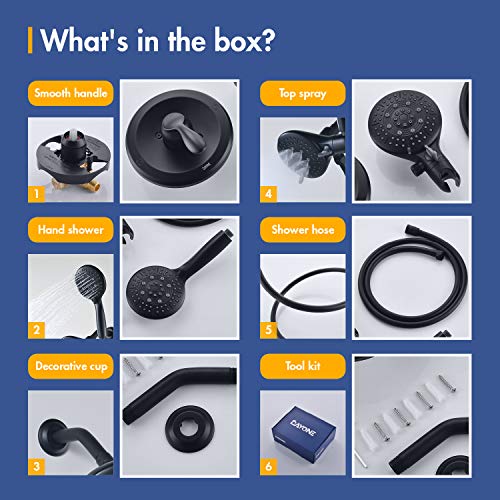 Matte Black Shower Faucet Set Complete with Handheld & Valve, DAYONE