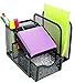Greenco Mesh Office Supplies Desk Organizer with Note Pad Holder - Small Desk Organizer, Black