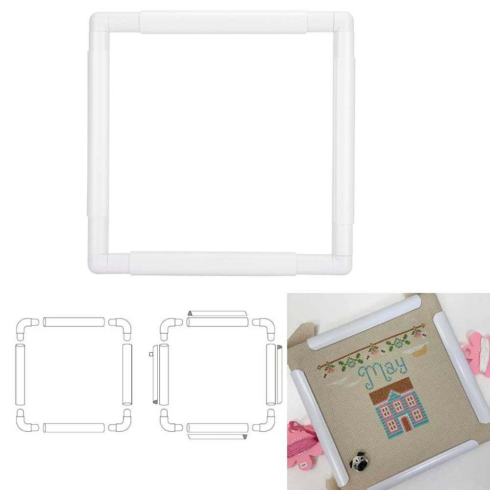 Embroidery Clip Frame, 27.9 x 27.9cm Square Plastic Cross Stitch Frame for Embroidery, Quilting, Cross-Stitch, Needlepoint, Silk-Painting(27.9 x 27.9cm)