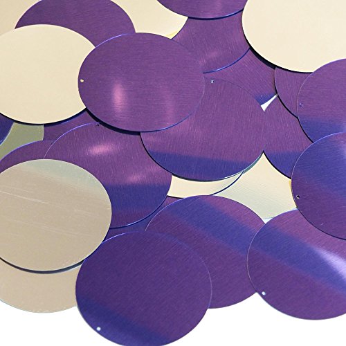 Purple Silver Round 40mm Couture Sequin Paillettes. Made in USA. Loose sequins for embroidery, bridal, applique, arts, crafts, and embellishment.