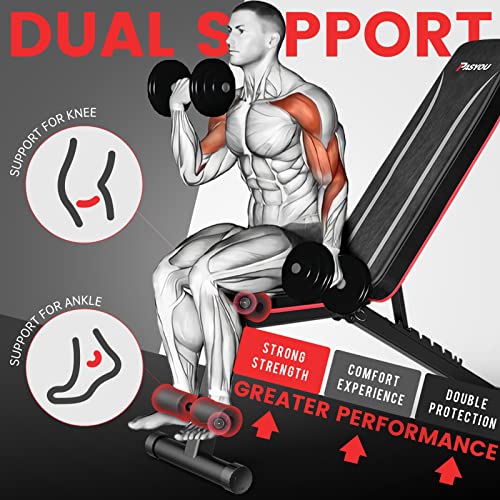 PASYOU Adjustable Weight Bench, Full Body Workout Strength Training Bench Press Foldable Incline Decline Bench Sit Up Exercise Equipment for Home Gym PA300/PA400/PA500