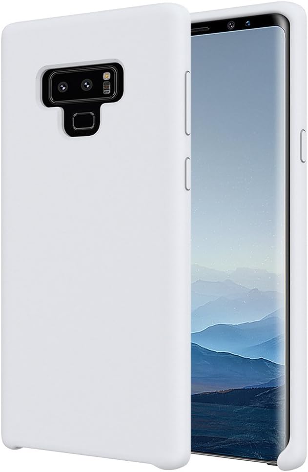 Galaxy Note 9 Case, HONTECH Ultra Thin Liquid Silicone Gel Rubber Cover with Soft Microfiber Cloth Lining Shockproof Shell for Samsung Galaxy Note9 - White