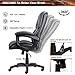 Komene Luxurious Executive Office Chair, High-Back Leather Computer Desk Chairs with Flexible Rocking System and Thickened Armrests with Padded, Dark Grey